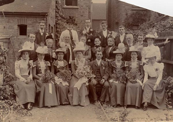 Wedding of Alice and Ernest taken in the garden of his parents home in Bexley Kent in 1899.