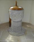 The font in Eastdean church where Frances would have been christened - as were her mother and grandfather.