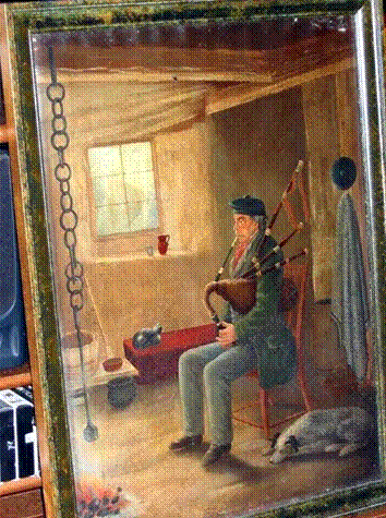 Piper: The Scottish Piper.  A painting in oils by Mary Ann Eberts